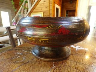 Tibetan Antique Hand Painted Hand Made Wooden Bowl