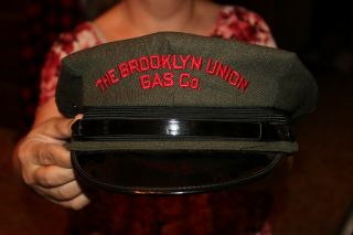 Vintage 1940 ' s The Brooklyn Union Gas Station Attendants Hat Cap Sign 6