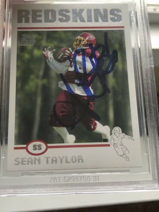 Sean Taylor Redskins Signed Topps Rookie Card Beckett Bas Encapsulated Rare RC 4