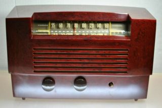 Rare - Rca Victor Antique Old Art Deco Marbled Red Catalin Bakelite Tube Radio