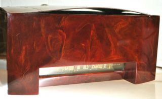 RARE - RCA VICTOR ANTIQUE OLD ART DECO MARBLED RED CATALIN BAKELITE TUBE RADIO 5