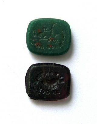 2 X Georgian 18th/19th Century Glass Fob Seal Intaglios