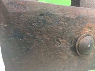Antique Vintage Blacksmith Post Leg Vise,  4” Jaw.  41” total length.  Forging Tool 4