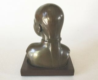 Signed DC French Indochina BRONZE Bust of a Vietnamese Girl DUCAM Sculpture Vtg 4