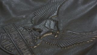 Harley Davidson Men Vintage Cruiser Embossed Eagle Metal Badge Leather Jacket XL 10