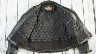 Harley Davidson Men Vintage Cruiser Embossed Eagle Metal Badge Leather Jacket XL 3