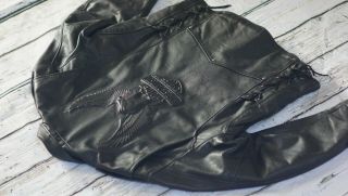 Harley Davidson Men Vintage Cruiser Embossed Eagle Metal Badge Leather Jacket XL 9