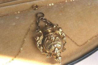 Rare Fine Antique Victorian Ornate Perfume Scent Bottle Pendant 5.  5 Cm 7.  2 G