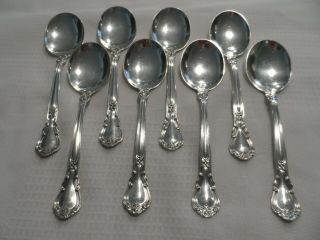 Gorham Chantilly Sterling Silver Cream Soup Spoons 6 1/4 " Set Of 8 284g No Mono