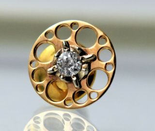 Antique Vtg 14k Gold.  25ct Vs1 European Diamond Tie Tack 1gram Wear Or Scrap