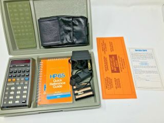 Hewlett - Packard Hp 65 Vintage Calculator W Accessories & Case 10/10 Cond