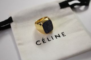 Celine Paris Authentic Massive Lapis Lazuli Gold Mod Ring Size 7