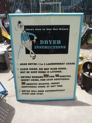 One Of A Kind Vintage Laundromat Embossed Sign.
