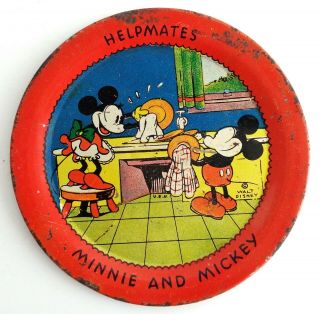 Disney Mickey Mouse Vintage 1930 ' s Tin Litho Plate & Hansel & Gretel Ohio Art 2