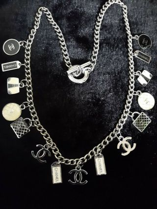 Rare Coco Chanel Loaded Charm Necklace Chain Cc Jewelry Design