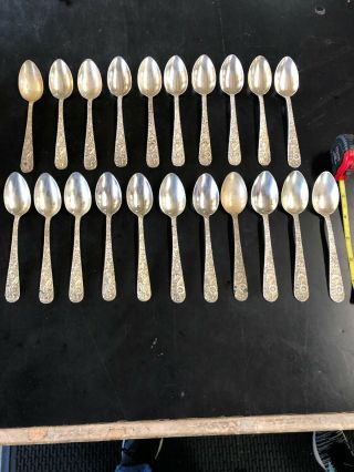 21 S.  Kirk & Son Inc Sterling Silver Floral Repousse Tea Spoons 672g 5 3/4”