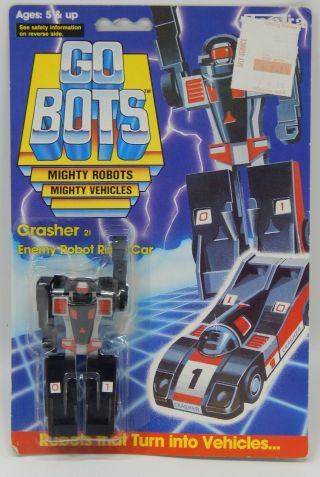 1985 Vintage Tonka Gobots Crasher Race Car Machine Robo Enemy Robot Figure Moc