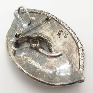 925 Sterling Silver Vintage Bat - Ami 2 - Tone Hollow Modernist Pin Brooch / Pendant 8