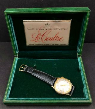 Vtg Vacheron Constantin Le Coultre Memovox Alarm Dress Wristwatch W/original Box