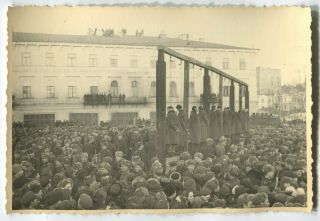 Ussr Wwii Press Photo: Public Execution German Military Criminals,  Kiev 2.  2.  1946