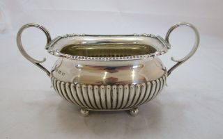 Antique George V Sterling Silver Half Fluted Sugar Bowl,  265 Grams,  1923