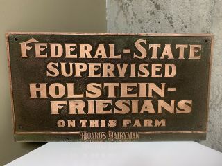 Vintage Rare Hoards Dairyman Brass Holstein - Friesian Cow Farm Sign