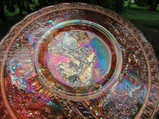 Imperial HOMESTEAD ANTIQUE CARNIVAL ART GLASS CHOP PLATE MARIGOLD ONE 10
