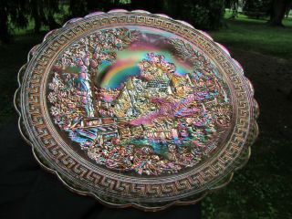 Imperial HOMESTEAD ANTIQUE CARNIVAL ART GLASS CHOP PLATE MARIGOLD ONE 12