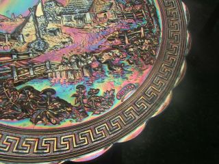 Imperial HOMESTEAD ANTIQUE CARNIVAL ART GLASS CHOP PLATE MARIGOLD ONE 2