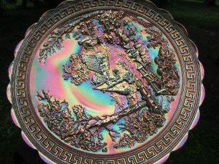 Imperial HOMESTEAD ANTIQUE CARNIVAL ART GLASS CHOP PLATE MARIGOLD ONE 7