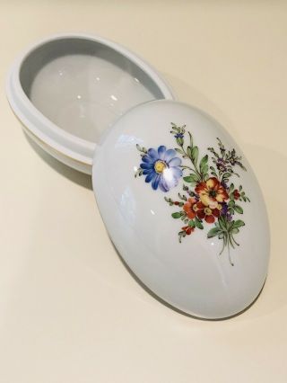 Hochst Hand - Painted Porcelain Floral Covered Egg Shaped Box