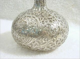 Antique Alvin - Black Starr & Frost Silver Overlay Tree of LIfe decanter w/stopper 5
