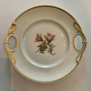 Antique Old Paris Moss Rose Porcelain Serving Plate With Open Handles
