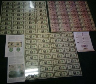 Uncut Sheets - Set 3 Of $1 X32 $2 X32 $5 X32 Real Currency Note/rare Money Gift