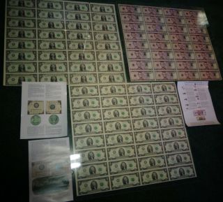 UNCUT SHEETS - SET 3 OF $1 x32 $2 x32 $5 x32 Real Currency Note/Rare Money GIFT 5