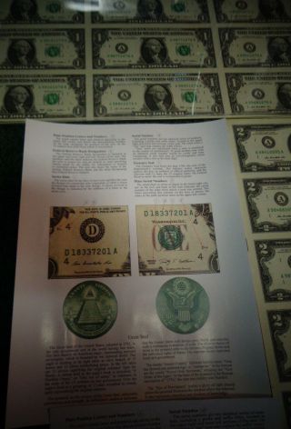 UNCUT SHEETS - SET 3 OF $1 x32 $2 x32 $5 x32 Real Currency Note/Rare Money GIFT 6