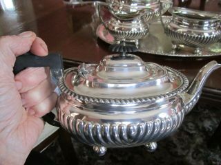 Old Silver Plate Antique Victorian Teapot Set Teekanne Jug Sugar Bowl Tray c1885 2