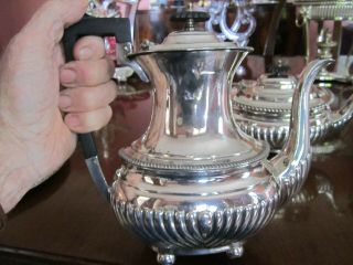 Old Silver Plate Antique Victorian Teapot Set Teekanne Jug Sugar Bowl Tray c1885 3