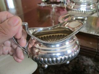 Old Silver Plate Antique Victorian Teapot Set Teekanne Jug Sugar Bowl Tray c1885 4