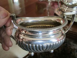 Old Silver Plate Antique Victorian Teapot Set Teekanne Jug Sugar Bowl Tray c1885 5