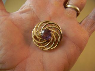 Tiffany And Co.  14k Crossover Pin Broach With Amethyst 10 Grams