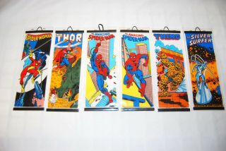 Vintage Marvel 6 Mini Posters Set 1980 Thor Spiderman Thing Silver Surfer Rare