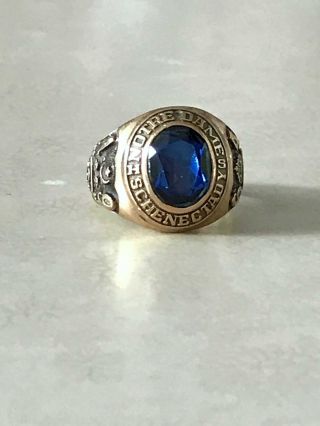 Vintage 10k Yellow Gold Blue Stone 1964 Class Ring Size 5 Notre Dame High School