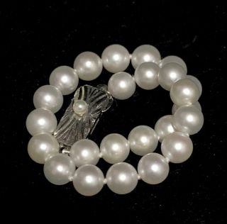 Authentic Mikimoto Vintage 6.  5 Mm 7in Akoya Pearl Bracelet Sterling Silver 97