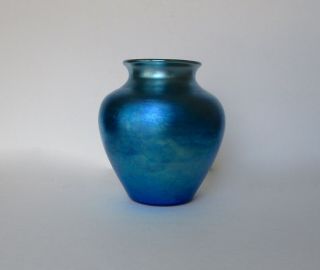 Vintage Frederick Carder Steuben Aurene Signed & Numbered Blue Vase