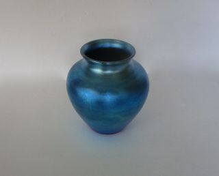 Vintage Frederick Carder Steuben Aurene Signed & Numbered Blue Vase 7