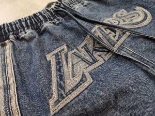 JUST DON MITCHELL AND NESS VINTAGE DENIM LOS ANGELES LAKERS SHORTS LEBRON JAMES 5