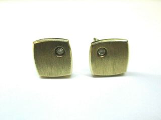 Vintage IBG 14k Yellow Gold.  20ctw 1/5ctw Diamond IB GOODMAN Cufflinks 2