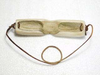 Vintage Inuit Eskimo snow goggles made from caribou antler 2