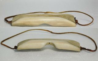 Vintage Inuit Eskimo snow goggles made from caribou antler 3